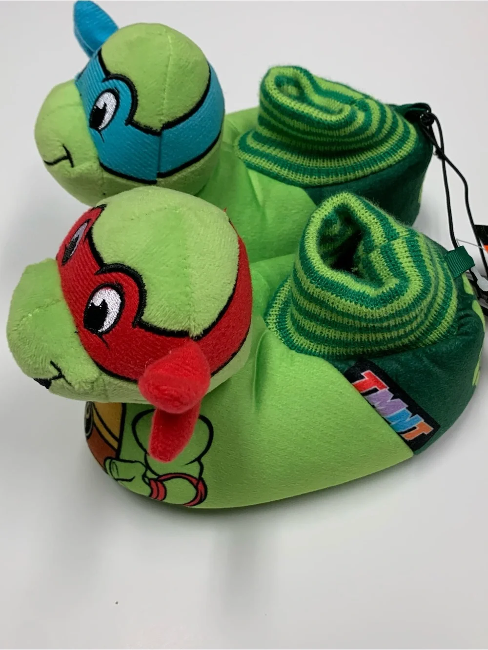 Teenage Mutant Ninja Turtles Plush Slippers - Green with Red & Blue Masks